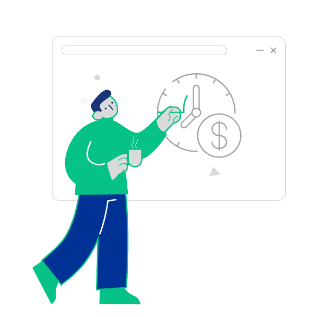 Illustration of a man looking at a clock